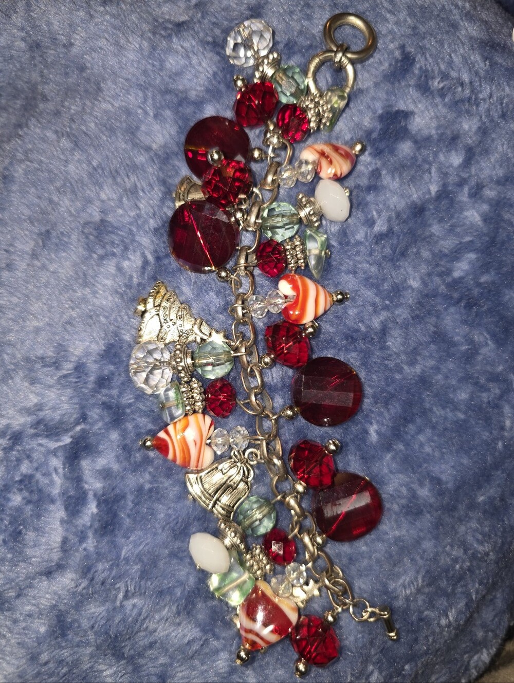 Red Multi-Charm Beaded Women's Bracelet